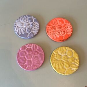 Anthropologie Colorful Lace Patterned Coasters Set